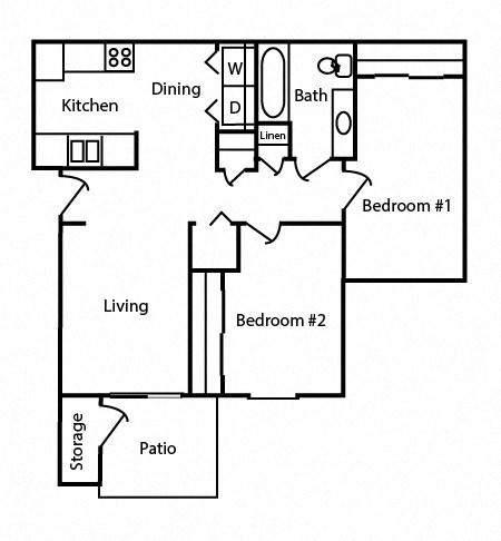 2 bedroom floor plan at CHA Logansport
